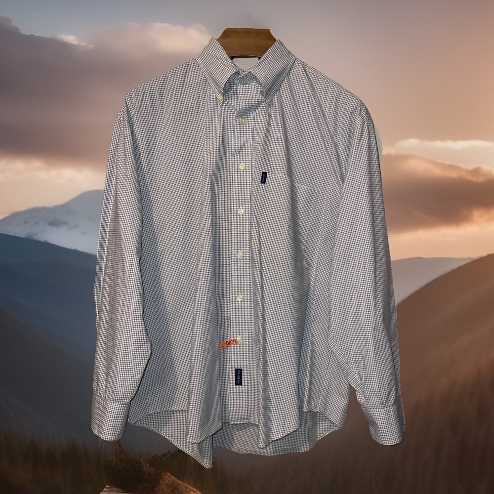 Gant USA Micro Tartans Shirt Men L Grid Logo Preppy Button Down Long Sleeve